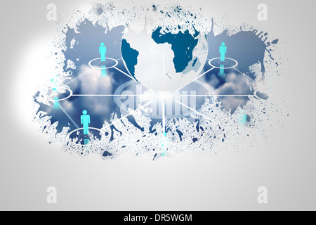Splash on wall revealing technology interface Stock Photo