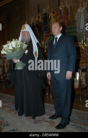 Dec 09, 2008 - St. Petersburg, Russia - Patriarch Alexy II, who led the Russian Orthodox Church for 18 years, died at the age of 79 in his residency near the Russian capital on Friday morning, December 5th, 2008. PICTURED: Russian President VLADIMIR PUTIN and Patriarch of All-Russia ALEXI II at the patriarch's residence in Moscow celebrating Alexi's birthday on Feb. 23, 2007. (Cred Stock Photo