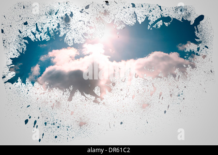 Splash on wall revealing cloud Stock Photo