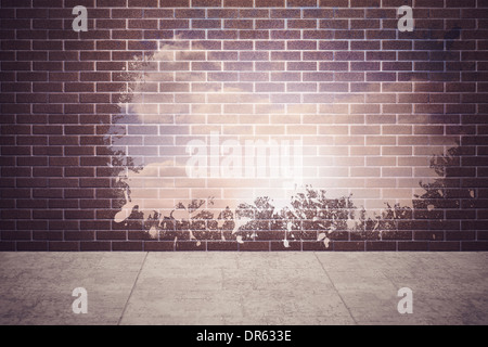 Splash on wall revealing bright sky Stock Photo