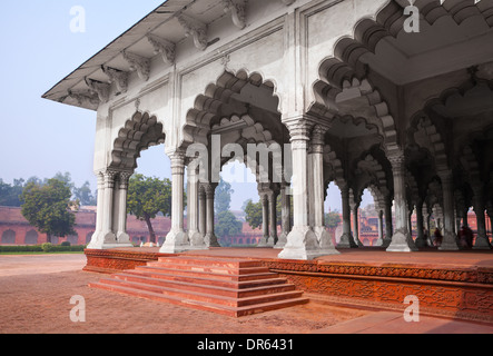 Exterior of Pillar Gallery in Agra Fort, Uttar Pradesh, India Stock Photo