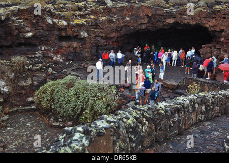 Entrance to the cave Cueva de los Verdes, Lanzarote, Canary islands, canaries, spain Stock Photo