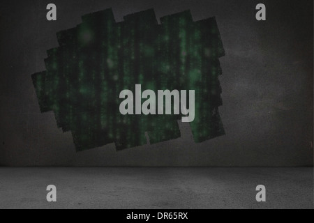 Display on wall showing green matrix Stock Photo