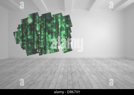 Display on wall showing green matrix Stock Photo