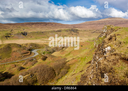 The Fairy (Faerie) Glen near Uig. A bizarre and delightful miniature landscape of grassy, cone-shaped hills on the Isle of Skye. Stock Photo