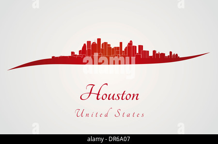 Houston skyline in red and gray background Stock Photo