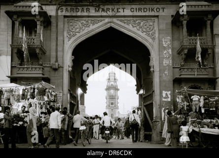 Street life in the Sardar Market area of Jodhpur in Rajasthan in India in South Asia. Life People Arch Archway Architecture Travel Wanderlust Stock Photo
