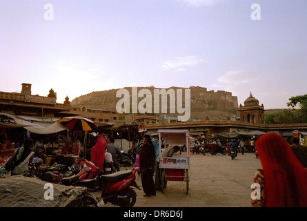 Sardar Market in Jodhpur in Rajasthan in India in South Asia. Travel Wanderlust Escapism Culture Mehrangarh Fort Urban Landscape Travel Wanderlust Stock Photo