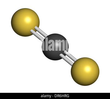 Carbon disulfide (CS2) molecule. Liquid used for fumigation and as insecticide. Stock Photo