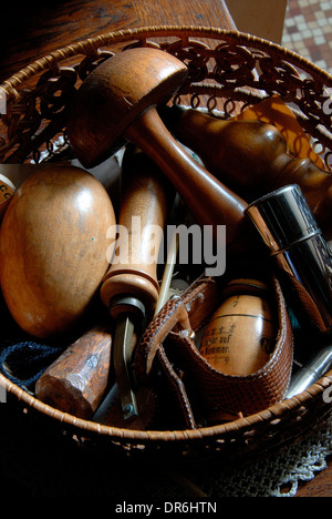 Old sewing kit Stock Photo