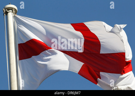 The flag of St George is raised over No.10 Downing Street at St George's Day in London, Britain, on 24 April 2013. Stock Photo