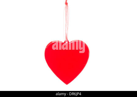 Red Heart Pendant Isolated On A White Studio Background Stock Photo