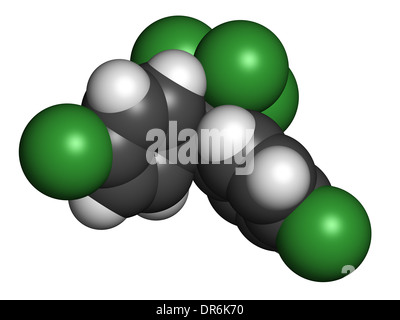 DDT (dichlorodiphenyltrichloroethane) molecule. Controversial pesticide, used in agriculture and for malaria vector control. Stock Photo