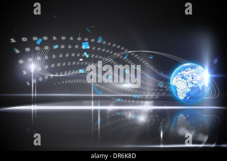 Glowing earth with binary code Stock Photo