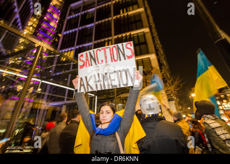 Ukrainian Euromaidan protest in Knightsbridge, London. Stock Photo