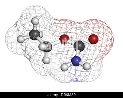 Ethyl carbamate carcinogenic molecule. Present in fermented food and beverages and especially in distilled beverages. Stock Photo