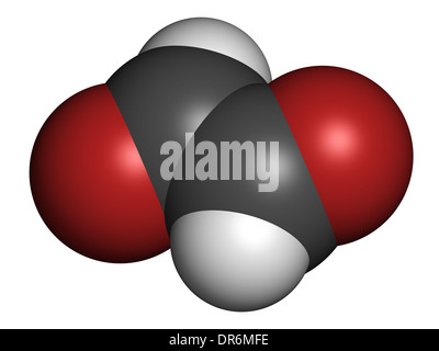 Glyoxal dialdehyde molecule. Present in fermented food and beverages. Many applications in chemical industry. Stock Photo