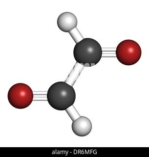 Glyoxal dialdehyde molecule. Present in fermented food and beverages. Many applications in chemical industry. Stock Photo