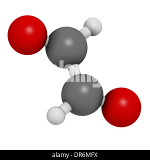 Glyoxal dialdehyde molecule. Present in fermented food and beverages. Many applications in chemical industry. Stock Photo