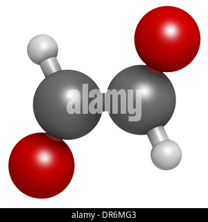 Glyoxal dialdehyde molecule. Present in fermented food and beverages. Many applications in chemical industry. Stock Photo