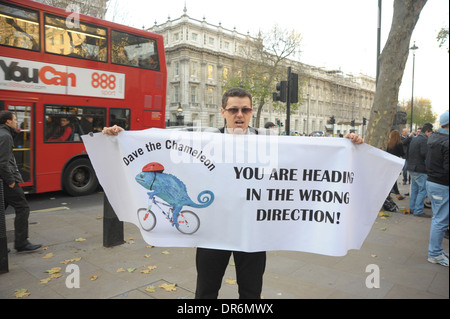 Romanians and Bulgarians unite in protest outside Downing Street against discrimination against them in the UK London 9/12/2013 Stock Photo