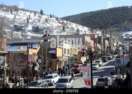 Main Street in Park City, UT, during the Sundance Film Festival Stock Photo