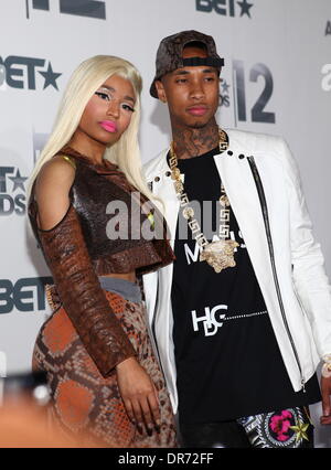 Tyga, Nicki Minaj  The BET Awards 2012 - Press Room  Los Angeles, California - 01.07.12 Stock Photo