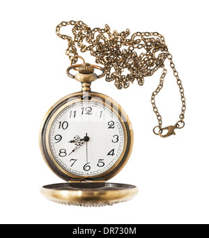 pocket watch with chain isolated on white background Stock Photo