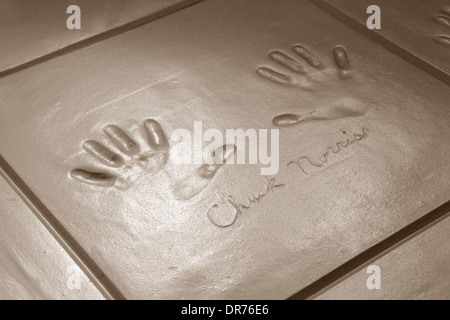 RENO, NEVADA - SEPTEMBER 19: handprints of Chuck Norris in Reno on September 19, 2012. Nevada Stock Photo