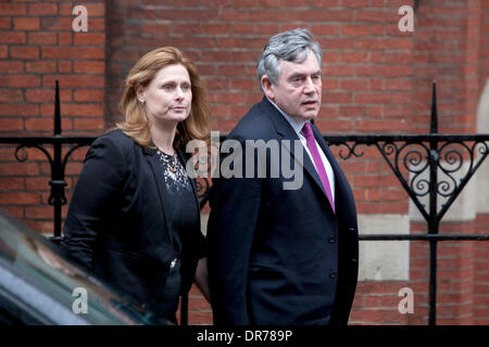 Former Prime Minister Gordon Brown MP and his wife Sarah Brown  arrive at the Royal Courts of Justice to give evidence at the Leveson Inquiry London, England - 11.03.12 Stock Photo