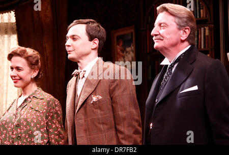 Jessica Hecht, Jim Parsons and Larry Bryggman Opening night curtain call for the Broadway play 'Harvey' at Studio 54 New York City, USA – 14.06.12 Stock Photo