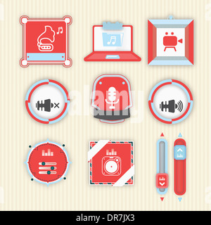 illustration icon set related to music and filming Stock Photo