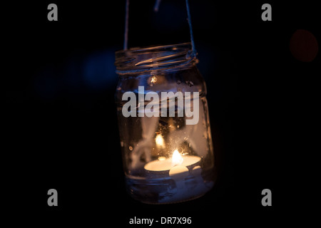 Candle Night Light Flame Jam Jar Camping Night Time Stock Photo Alamy