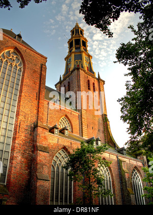 Tower and spire of the 15th century Der Aa-Kerk (Aa-church), Groningen, The Netherlands, in summer Stock Photo