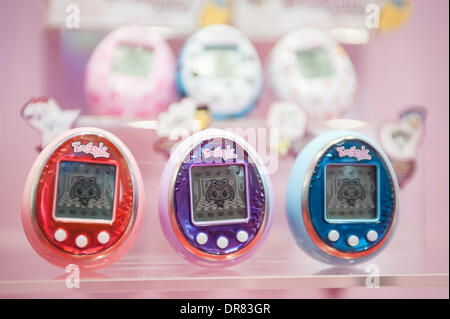 London, UK - 21 January 2014: Tamagochis by Bandai are on show at the Toy Fair 2014 at Kensington Olympia. Credit:  Piero Cruciatti/Alamy Live News Stock Photo