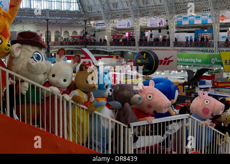 London, UK. 21st January 2014. The 61st Toy Fair a trade exhibition showcasing the latest games, hobby and educational toys which opens  at Kensington Olympia Credit:  amer ghazzal/Alamy Live News Stock Photo