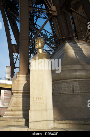 Bust of Gustave Eiffel at the Eiffel Tower 1832-1923 Stock Photo