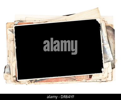 Stack of old photos isolated on white (with clipping parth) Stock Photo