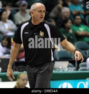 Jan. 16, 2014 - Honolulu, HI, USA - January 16, 2014 - 49ers head caoch Alan Knipe during a volleyball match between the Long Beach State 49ers and the University of Hawaii Rainbow Warriors at the Stan Sheriff Center in Honolulu, HI. Stock Photo