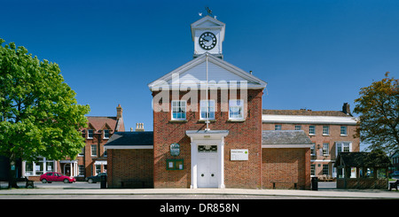 Clock House and Library in the market square Potton Bedfordshire Stock Photo