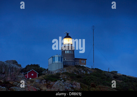 The Kullen Lighthouse at night by the mouth of Öresund at Kullaberg / Kullens fyr, Höganäs, Skåne / Scania, Sweden Stock Photo