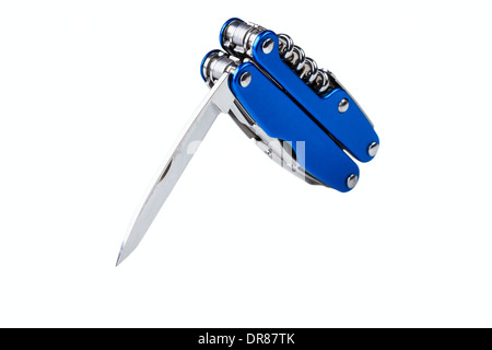 steel folding multitool isolated on white background Stock Photo