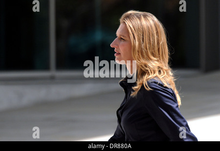 The already retired German tennis player Steffi Graf while filming a banner advertisement in Palma de Mallorca in 2010. Stock Photo