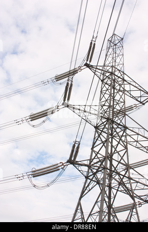 Connection Pylon An electricity pylon showing the connectors and cables Stock Photo - Alamy