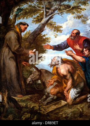 The Miracle of the mule or Miracle of St. Anthony of Padua in Toulouse 1627 Anthony Antoon Anton van Dyck 1599-1641 Flemish Stock Photo