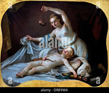 Joseph Marie Vien. 1716-1809 Paris. Psyche recognizing sleeping love. France French Stock Photo
