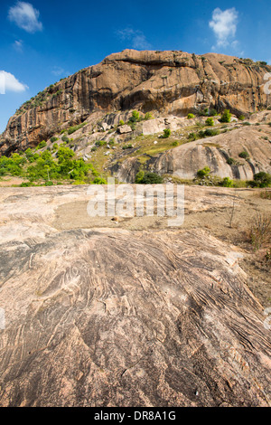 A Granite peak in the Western ghats near Bangalore in the State of Karnataka, India, which was used as the location for the film, A Passage to India. Stock Photo