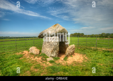 Burial Chamber of Bodowyr, on the Isle of Anglesey, Wales Stock Photo