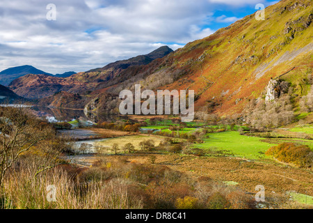 Nant Gwynant valley in Snowdonia National Park, Gwynedd, North Wales, UK, Europe. Stock Photo