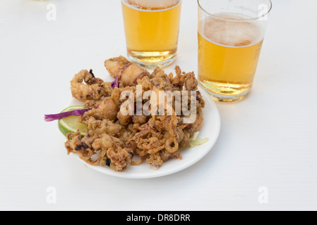 Tapa of deep fried squid, Almeria, Andalusia, Spain Stock Photo